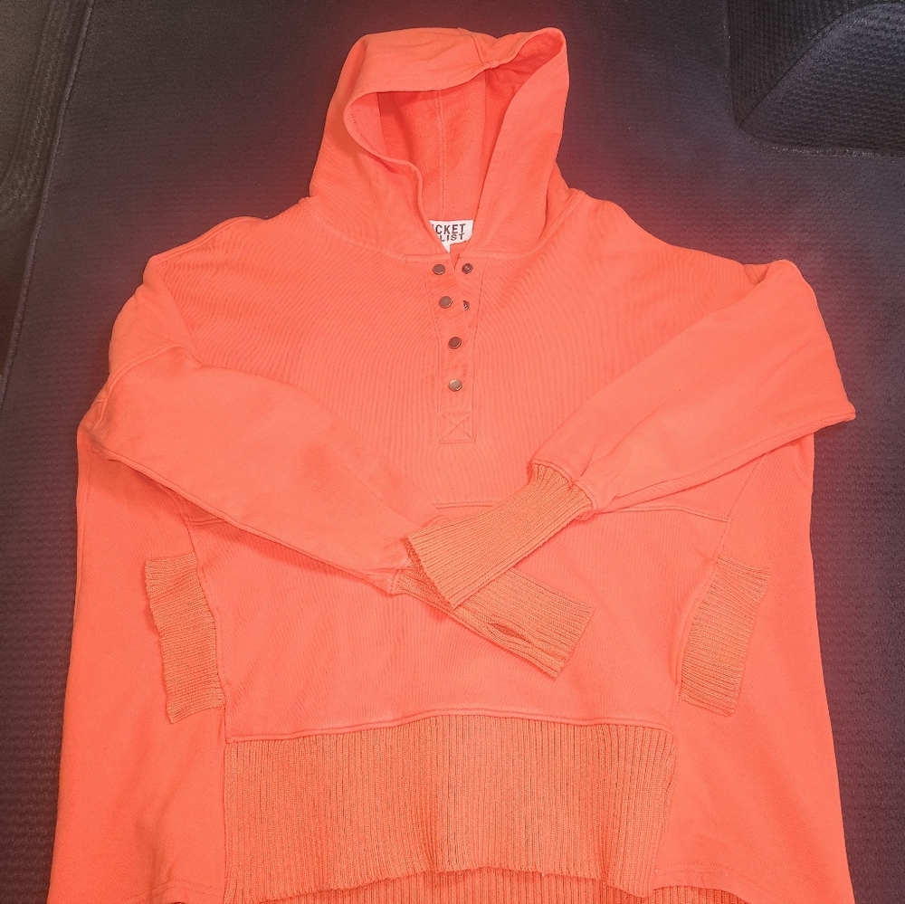 Women's Bucketlist Oversized Quarter Snap Hoodie Cajun Coral / Red Size Small